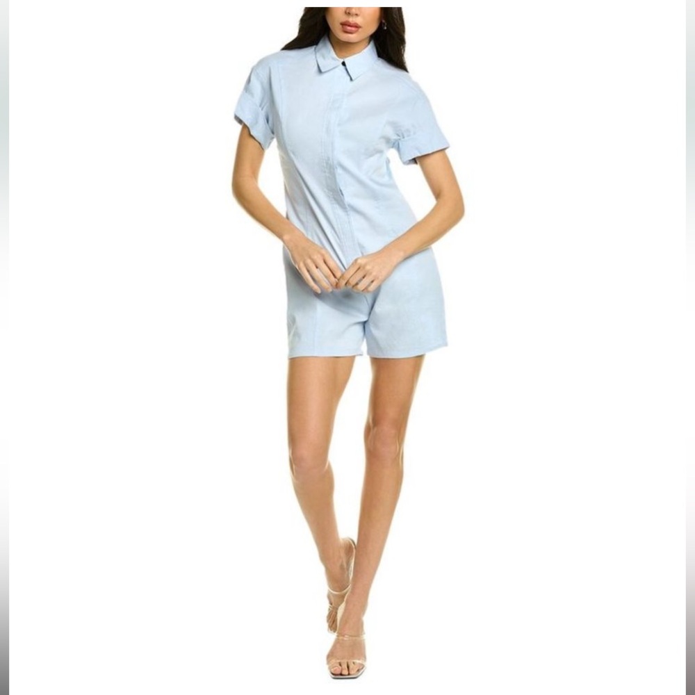 Theory shirt romper linen mix US 2 light blue fits xs s sexy minimalistic
